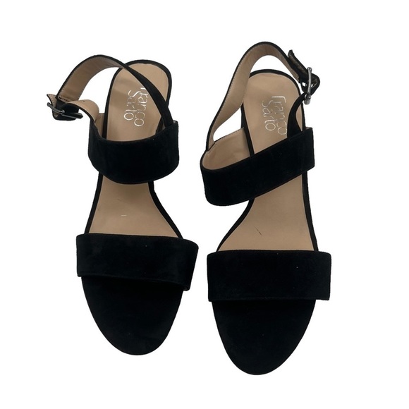 Franco Sarto Black Suede Rumi Block Heel Sandals Size 11 Women’s - Picture 5 of 10